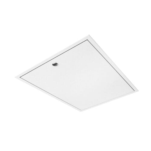 EasyTrim fire‑rated loft hatch in white with insulated drop‑down panel and clean flush‑fit frame.