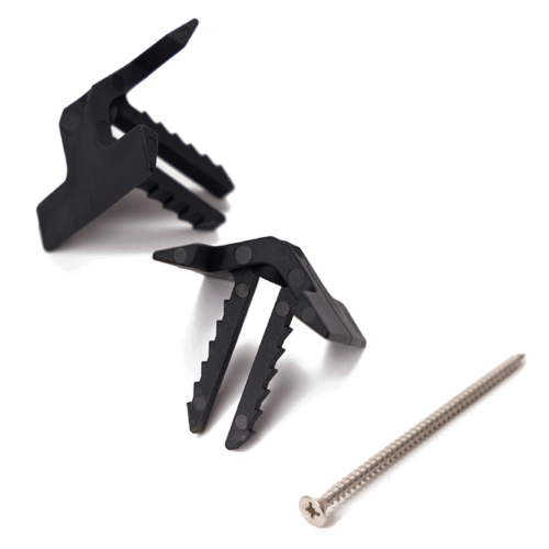 EasyTrim plastic ridge fixing clips with stainless-steel screw for securing ridge tiles in dry fix roofing systems